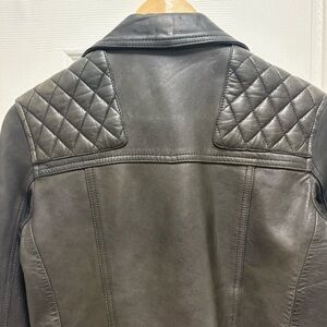 All Saints Gray Quilted Leather Jacket
